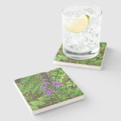 PURPLE FLOWERS AMID INTERESTING GREEN LEAVES STENEN ONDERZETTER (Zijkant)