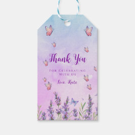 Purple Flowers and Butterflies Gift Label Cadeaulabel