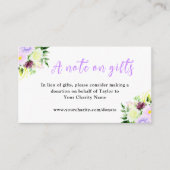 Purple Flowers and Foliage Birthday A Note On Gift Informatiekaartje (Voorkant)