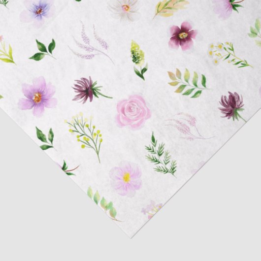 Purple Flowers and Foliage Pattern Tissuepapier (Detail)