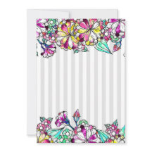 Purple flowers and grey stripes