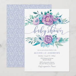 Purple Flowers Baby shower Uitnodiging