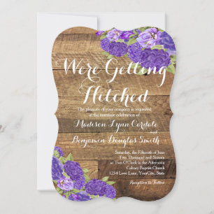 Purple Flowers Barn Wood MAP Weddenschap Invite Kaart
