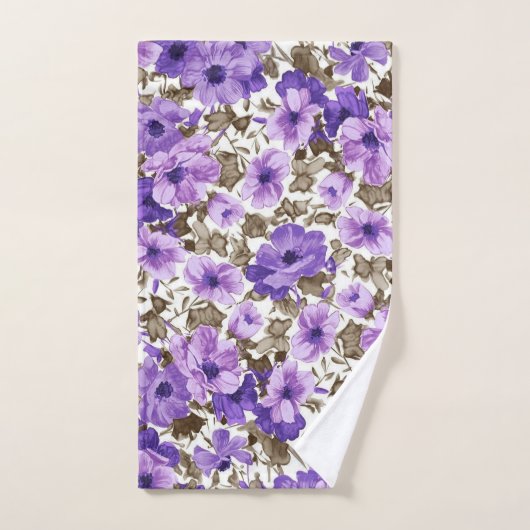 Purple Flowers Bath Towel Set Bad Handdoek (Handdoek)