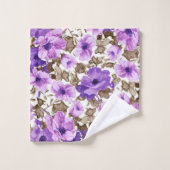 Purple Flowers Bath Towel Set Bad Handdoek (Wasdoekje)
