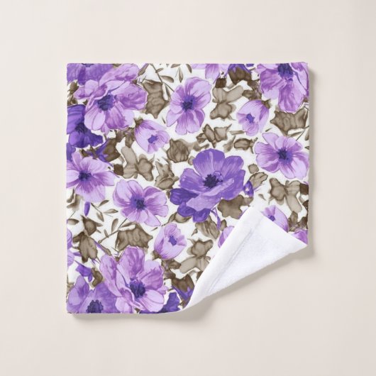 Purple Flowers Bath Towel Set Bad Handdoek (Wasdoekje)