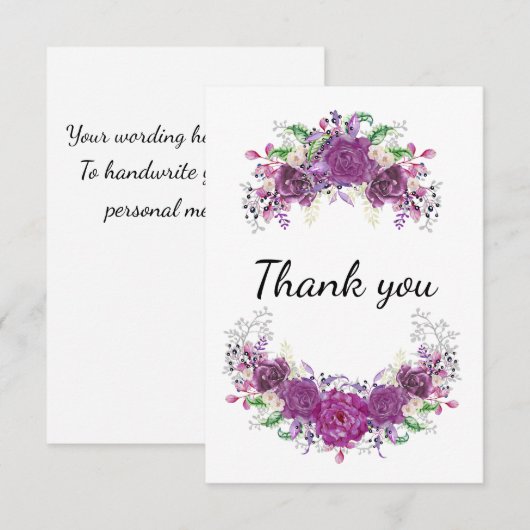Purple Flowers Bedankkaart (Voorkant / Achterkant)