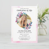 Purple Flowers Begrafenis Vieren van het leven Kaart (Staand voorkant)