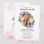 Purple Flowers Begrafenis Vieren van het leven Kaart (Voorkant / Achterkant)