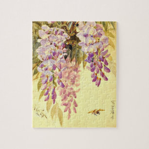 Purple Flowers & bijen Paul de Longpre Puzzle Legpuzzel