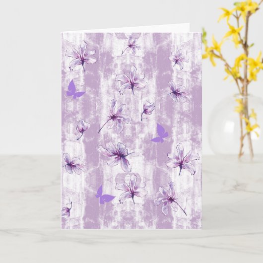 Purple Flowers Blank Kaart (Gele Bloem)