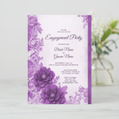 Purple Flowers Bloeiende Verloving Uitnodiging (Staand voorkant)