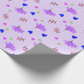 Purple Flowers Blue Hearts Cadeaupapier (Hoek)