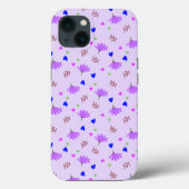 Purple Flowers Blue Hearts Case-Mate iPhone Case (Achterkant)