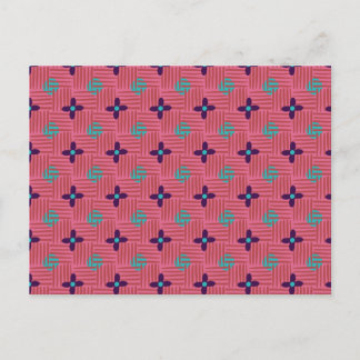 Purple Flowers Blue Sun - Roze Crosshatching Briefkaart