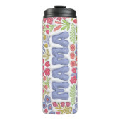 Purple Flowers Boho 3D Opgeblazen mama Thermosbeker (Voorkant)
