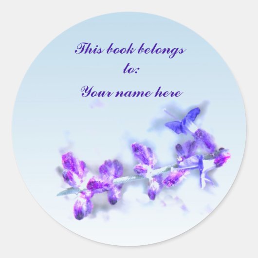 Purple Flowers Bookplaat Ronde Sticker (Voorkant)