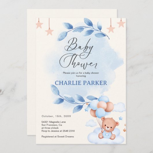 Purple Flowers Bouquet Invitation Kaart (Voorkant / Achterkant)