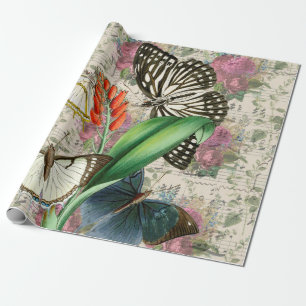 Purple Flowers, Butterflies met muziek Cadeaupapier
