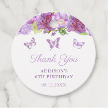 Purple Flowers Butterfly Birthday Party Favor