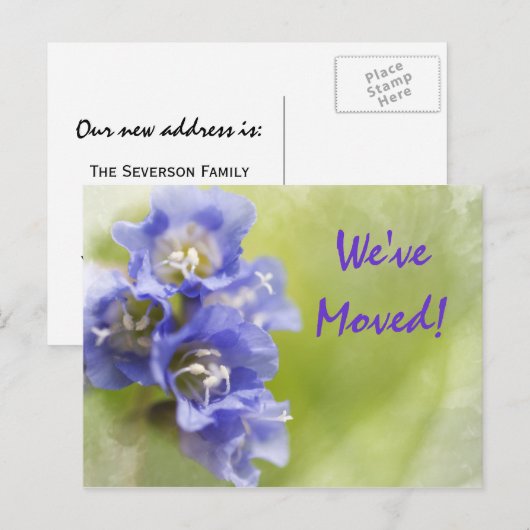 Purple Flowers Change of Address Notice Aankondigingskaart (Voorkant / Achterkant)