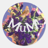 Purple Flowers Classic Ronde Sticker (Voorkant)