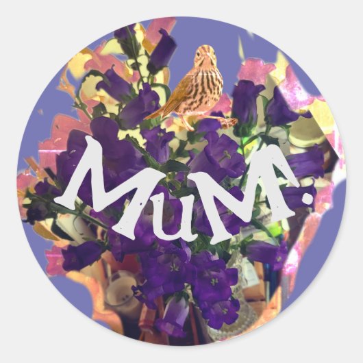 Purple Flowers Classic Ronde Sticker (Voorkant)