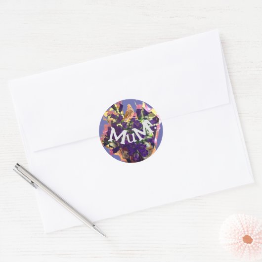 Purple Flowers Classic Ronde Sticker (Envelop)