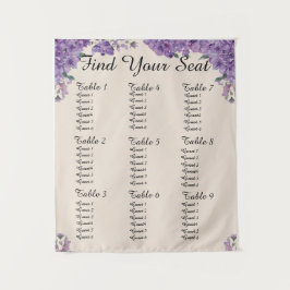 Purple Flowers Cream Find Your Seat Wedding Seatin Wandkleed