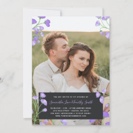 Purple Flowers Custom Foto Wedding Kaart