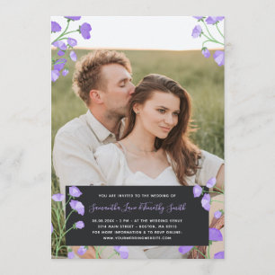Purple Flowers Custom Photo Wedding Kaart