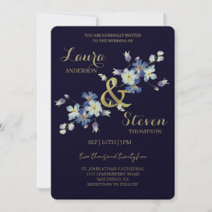 Purple Flowers Decoratie Huwelijksuitnodiging Kaart