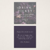 Purple Flowers Drink Ticket Wedding Bar Token Vierkante Visitekaartjes (Voorkant /achterkant)