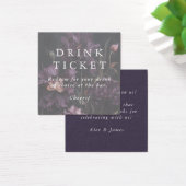 Purple Flowers Drink Ticket Wedding Bar Token Vierkante Visitekaartjes (Bureau)