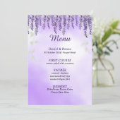 Purple Flowers | Eenvoudig menu Waterverf bruiloft (Staand voorkant)
