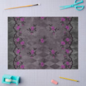 Purple Flowers en Black Faux Lace Decoupage Tissuepapier (Craft)