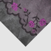 Purple Flowers en Black Faux Lace Decoupage Tissuepapier (Detail)
