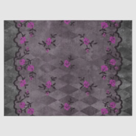 Purple Flowers en Black Faux Lace Decoupage Tissuepapier