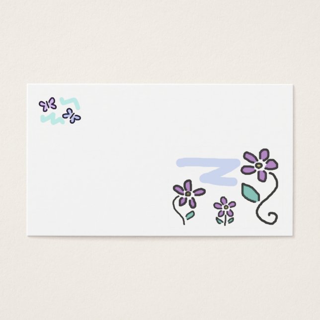 Purple Flowers en Butterflies Visitekaartje (Voorkant)