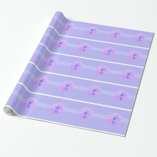 Purple Flowers en een Scroll Pattern Cadeaupapier (Uitgerold)