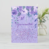 Purple Flowers en Glitter Party Invitation Kaart (Staand voorkant)