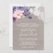 Purple Flowers en Lace Formal Wedding Kaart (Voorkant)
