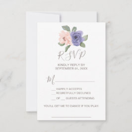 Purple Flowers en Lace Song Request RSVP-kaart RSVP Kaartje