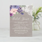 Purple Flowers en Lace Vrijgezellenfeest Kaart (Staand voorkant)