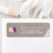 Purple Flowers en Lace Wedding Etiket (Insitu)