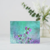 Purple Flowers en Musical Notes Briefkaart (Staand voorkant)