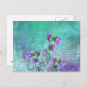 Purple Flowers en Musical Notes Briefkaart (Voorkant / Achterkant)