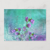 Purple Flowers en Musical Notes Briefkaart (Voorkant)