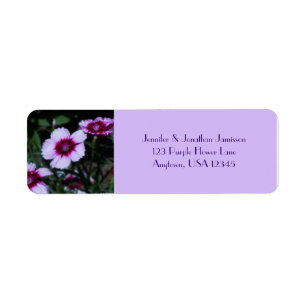 Purple Flowers Floral Return-adres Etiket