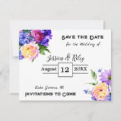  Purple Flowers Floral Save the Date Kaart (Voorkant)